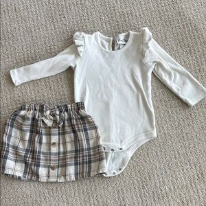 18 month ruffle shirt and Plaid Skirt Set